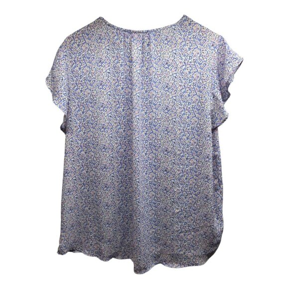 Carolina Belle Chiffon Printed Ruffle V Neck  Blouse - Picture 2 of 7